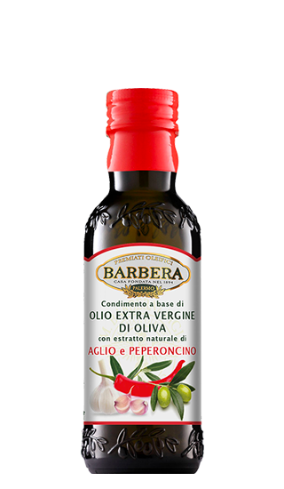Olio-Extra-Vergine-di-Oliva-Siciliano-aromatizzato-all'aglio-e-peperoncino-Oleifici-Barbera